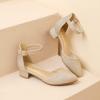 imageAmoji Girls High Heels Kid Ankle Strap Dress Shoes Wedding Party for Little Kid Big Kid 412Gold