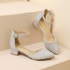 imageAmoji Girls High Heels Kid Ankle Strap Dress Shoes Wedding Party for Little Kid Big Kid 412Silver