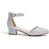 imageAmoji Girls High Heels Kid Ankle Strap Dress Shoes Wedding Party for Little Kid Big Kid 412Silver