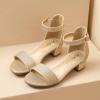 imageAmoji Girls High Heels Kid Ankle Strap Dress Shoes Wedding Party for Little Kid Big Kid 412Singlegold
