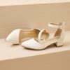 imageAmoji Girls High Heels Kid Ankle Strap Dress Shoes Wedding Party for Little Kid Big Kid 412White