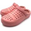 imageAmoji Unisex Winter Fleece Clog Fur Lined Garden Shoes House Slippers D8818Pink
