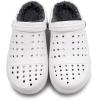 imageAmoji Unisex Winter Fleece Clog Fur Lined Garden Shoes House Slippers D8818Whitegrey