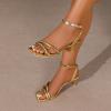 imageAmoji Women 25 Inch Kitten Heels Two Strap Party Wedding Dress Shoes FZ327Gold