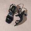 imageAmoji Women 25 Inch Low Kitten Heel Ankle Strap Heeled Sandals Party Wedding Dress Shoes FZ326 Black Heels 9 women
