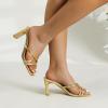imageAmoji Women 3 Inch Slip On Heels Lady Heeled Sandal 332Gold