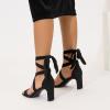 imageAmoji Women 3 Inch Strappy Heels Lady Heeled Sandal Strap Up Wedding Party Shoes 333Black