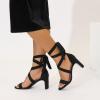 imageAmoji Women 3 Inch Strappy Heels Lady Heeled Sandal Strap Up Wedding Party Shoes 333Black