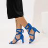 imageAmoji Women 3 Inch Strappy Heels Lady Heeled Sandal Strap Up Wedding Party Shoes 333Blue