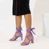 imageAmoji Women 3 Inch Strappy Heels Lady Heeled Sandal Strap Up Wedding Party Shoes 333Purple