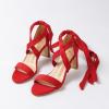 imageAmoji Women 3 Inch Strappy Heels Lady Heeled Sandal Strap Up Wedding Party Shoes 333Red