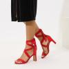 imageAmoji Women 3 Inch Strappy Heels Lady Heeled Sandal Strap Up Wedding Party Shoes 333Red