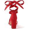 imageAmoji Women 3 Inch Strappy Heels Lady Heeled Sandal Strap Up Wedding Party Shoes 333Red