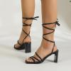 imageAmoji Women 3 Inch Strappy Heels Lady Strap Up Heeled Sandal Wedding Party Shoes 331Black