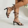imageAmoji Women 3 Inch Strappy Heels Lady Strap Up Heeled Sandal Wedding Party Shoes 331Black