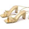 imageAmoji Women 3 Inch Strappy Heels Lady Strap Up Heeled Sandal Wedding Party Shoes 331Gold