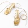 imageAmoji Women 3 Inch Strappy Heels Lady Strap Up Heeled Sandal Wedding Party Shoes 331Gold