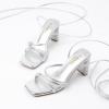 imageAmoji Women 3 Inch Strappy Heels Lady Strap Up Heeled Sandal Wedding Party Shoes 331Silver