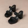 imageAmoji Women 4 Inch Platform Chunky Heels Two Strap Slip On Heeled Braided Sandals 314314black