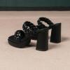 imageAmoji Women 4 Inch Platform Chunky Heels Two Strap Slip On Heeled Braided Sandals 314314black
