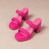 imageAmoji Women 4 Inch Platform Chunky Heels Two Strap Slip On Heeled Braided Sandals 314314fuchsia