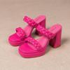 imageAmoji Women 4 Inch Platform Chunky Heels Two Strap Slip On Heeled Braided Sandals 314314fuchsia