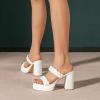 imageAmoji Women 4 Inch Platform Chunky Heels Two Strap Slip On Heeled Braided Sandals 314314white