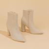 imageAmoji Women 4 Inch Rhinestone Heeled Boots Pointed Toe Chunky Boot With ZipperSequinbeige