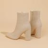 imageAmoji Women 4 Inch Rhinestone Heeled Boots Pointed Toe Chunky Boot With ZipperSequinbeige