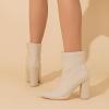imageAmoji Women 4 Inch Rhinestone Heeled Boots Pointed Toe Chunky Boot With ZipperSequinbeige