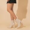 imageAmoji Women 4 Inch Rhinestone Heeled Boots Pointed Toe Chunky Boot With ZipperSequinbeige