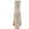 imageAmoji Women 4 Inch Rhinestone Heeled Boots Pointed Toe Chunky Boot With ZipperSequinbeige