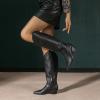 imageAmoji Women Western Cowboy Boots Pointed Toe Cowgirl Knee High Boots Pull On With Zipper 307307black