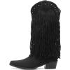 imageAmoji Women Western Cowboy Boots Pointed Toe Cowgirl Knee High Boots Pull On With Zipper 307307blacktassels