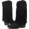 imageAmoji Women Western Cowboy Boots Pointed Toe Cowgirl Knee High Boots Pull On With Zipper 307307blacktassels