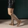imageAmoji Women Western Cowboy Boots Pointed Toe Cowgirl Knee High Boots Pull On With Zipper 307307brown