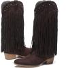 imageAmoji Women Western Cowboy Boots Pointed Toe Cowgirl Knee High Boots Pull On With Zipper 307307browntassels