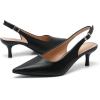 imageAmoji Womens 2 Inch Pointed Toe Low Kitten Heel Slingback Pump Party Wedding Dress Shoes FZ321Black