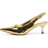 imageAmoji Womens 2 Inch Pointed Toe Low Kitten Heel Slingback Pump Party Wedding Dress Shoes FZ321Gold