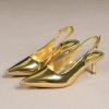 imageAmoji Womens 2 Inch Pointed Toe Low Kitten Heel Slingback Pump Party Wedding Dress Shoes FZ321Gold