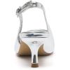 imageAmoji Womens 2 Inch Pointed Toe Low Kitten Heel Slingback Pump Party Wedding Dress Shoes FZ321Silver