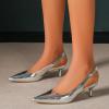 imageAmoji Womens 2 Inch Pointed Toe Low Kitten Heel Slingback Pump Party Wedding Dress Shoes FZ321Silver