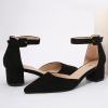 imageAmoji Womens 2 inch Pumps Pointed Toe Block Heels Dress Shoes with Ankle Strap 412Blacknubuck