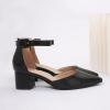 imageAmoji Womens 2 inch Pumps Pointed Toe Block Heels Dress Shoes with Ankle Strap 412Blackpu