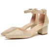 imageAmoji Womens 2 inch Pumps Pointed Toe Block Heels Dress Shoes with Ankle Strap 412Goldglitter
