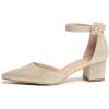 imageAmoji Womens 2 inch Pumps Pointed Toe Block Heels Dress Shoes with Ankle Strap 412Goldglitter