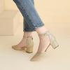 imageAmoji Womens 2 inch Pumps Pointed Toe Block Heels Dress Shoes with Ankle Strap 412Goldglitter