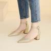imageAmoji Womens 2 inch Pumps Pointed Toe Block Heels Dress Shoes with Ankle Strap 412Goldglitter