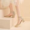 imageAmoji Womens 2 inch Pumps Pointed Toe Block Heels Dress Shoes with Ankle Strap 412Goldglitter