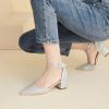 imageAmoji Womens 2 inch Pumps Pointed Toe Block Heels Dress Shoes with Ankle Strap 412Silverglitter